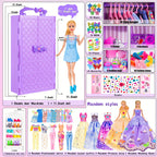 91 pièces de mode pour poupée de 11.5 pouces avec accessoires et placard, robes de princesse, robes à la mode, tenues, maillots de bain, chaussures, cintres, jouets d'habillage de poupée pour filles enfants tout-petits cadeaux de jouets