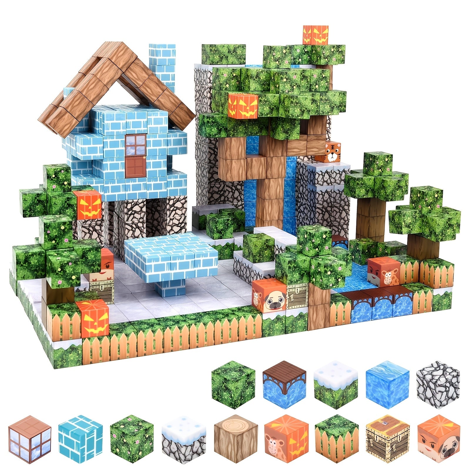 Jeu de jouets magnétiques créatifs, idéal pour construire et inventer, cadeau parfait pour Noël ou Halloween pour enfants - Comprend 100 blocs de construction magnétiques