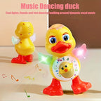 Canard dansant interactif avec musique, lumières dynamiques et effets de clignement des yeux, jouet éducatif en plastique durable pour enfants de 0 à 3 ans, piles non incluses