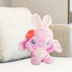 MINISO Stitch & Angel Sakura Peluches – Mignons oreillers de couple de dessins animés en 3D, parfaits pour la décoration de la chambre des enfants, la Saint-Valentin, Noël, Halloween, Pâques et les cadeaux d'anniversaire