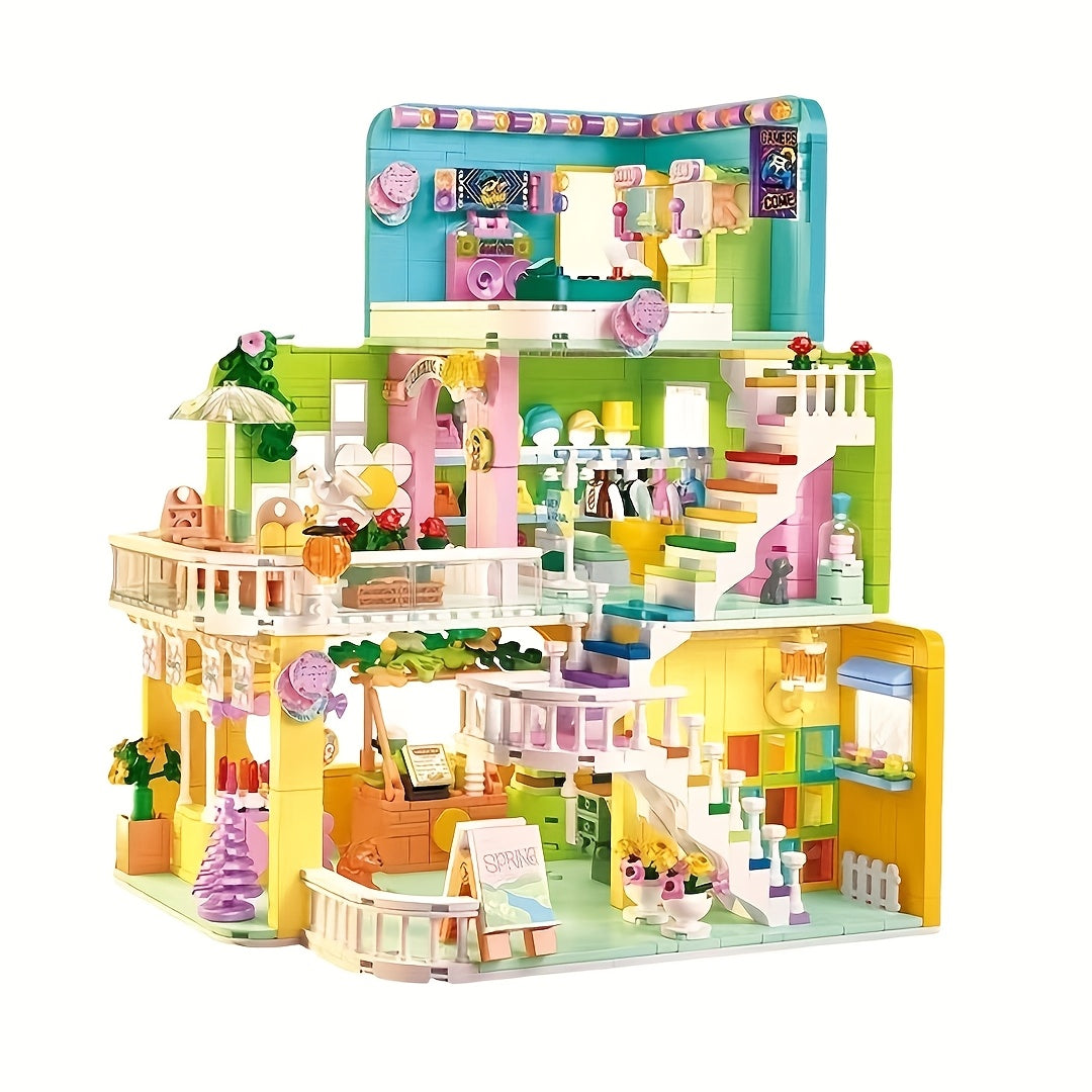 1435 pièces de blocs de construction sur le thème du cinéma, modèle de scène de rue de la maison verte, jouet de construction en plastique ABS, Saint-Valentin, Halloween, Thanksgiving, Noël, anniversaire, cadeau de l'année du dragon