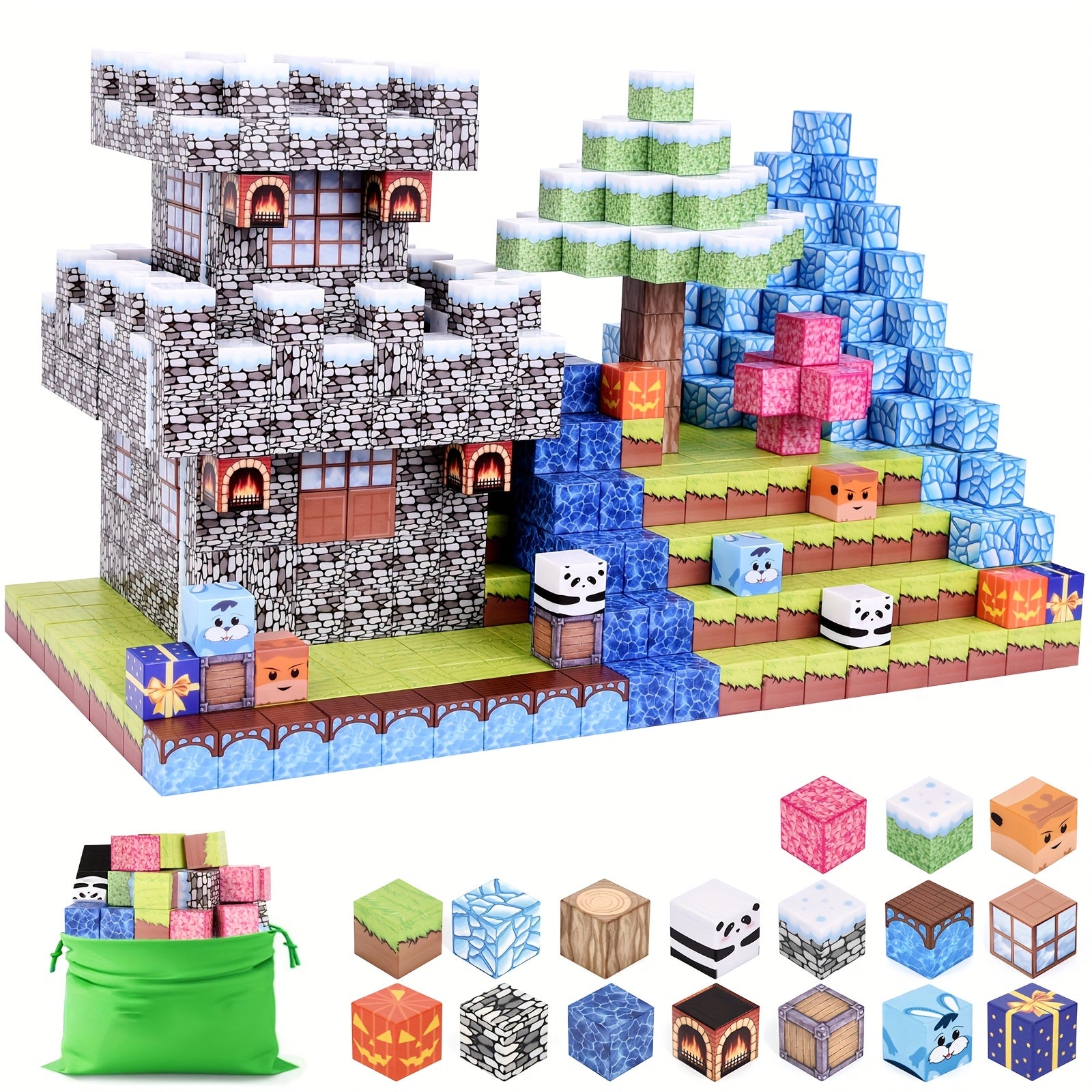 cadeaux pour la Journée Internationale de l'Enfance, 100pcs Blocs Magnétiques - Jouets Créatifs Magnétiques, Ensemble de Jouets à Aimants, Jouets Architecturaux Cubiques Cadeau de Noël Halloween