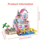 Une série de maisons et d'appartements de villa de plage d'été sur le thème de bons amis, d'architecture de blocs de construction, de scènes de rue, de jouets d'assemblage DIY, parfait pour des cadeaux d'anniversaire et de Noël.