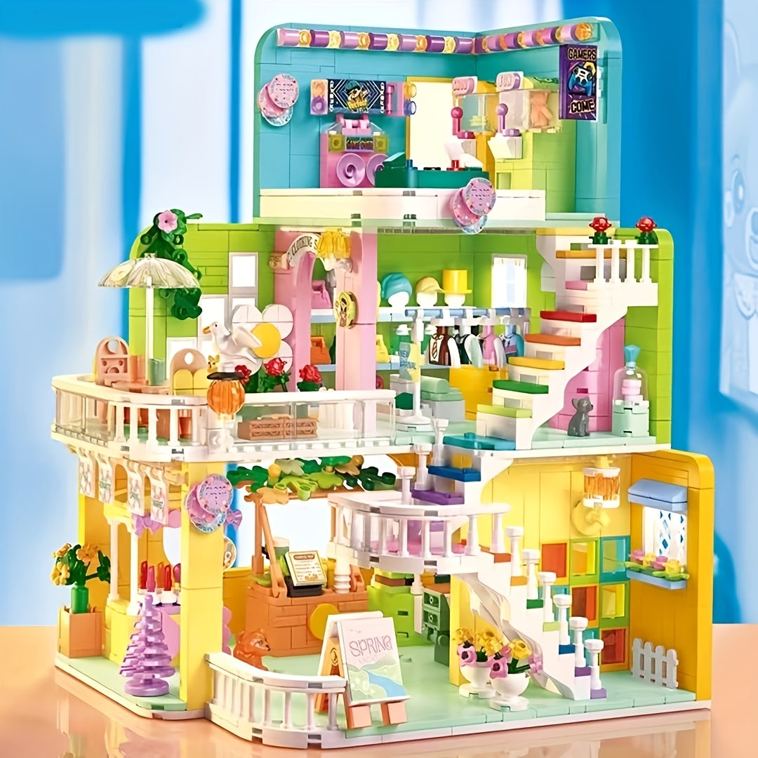 1435 pièces de blocs de construction sur le thème du cinéma, modèle de scène de rue de la maison verte, jouet de construction en plastique ABS, Saint-Valentin, Halloween, Thanksgiving, Noël, anniversaire, cadeau de l'année du dragon