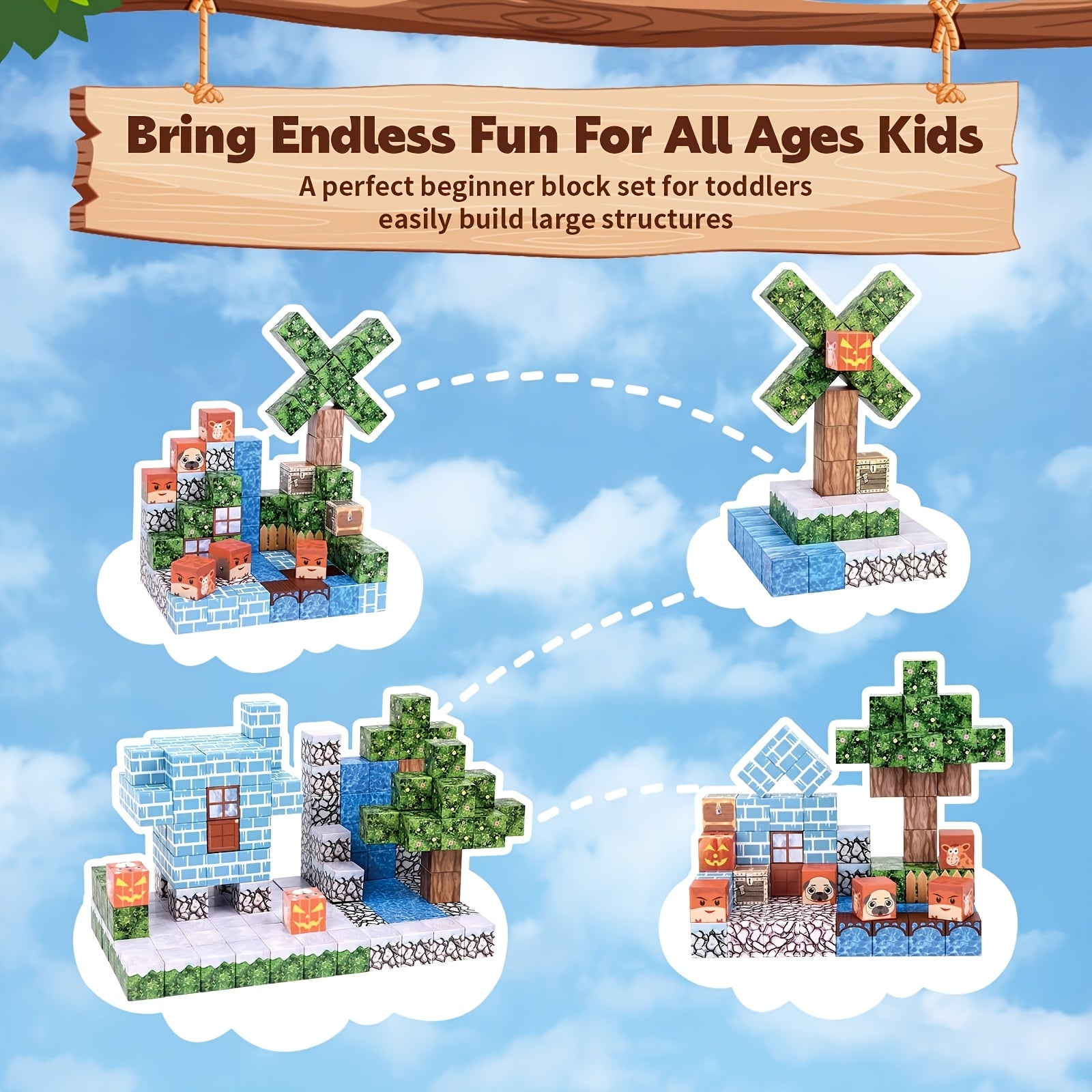 Jeu de jouets magnétiques créatifs, idéal pour construire et inventer, cadeau parfait pour Noël ou Halloween pour enfants - Comprend 100 blocs de construction magnétiques