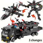 Blocs de construction Véhicule de police Swat, Blocs de voiture robot, Jouets éducatifs, Cadeaux d'anniversaire halloween, cadeau de noël