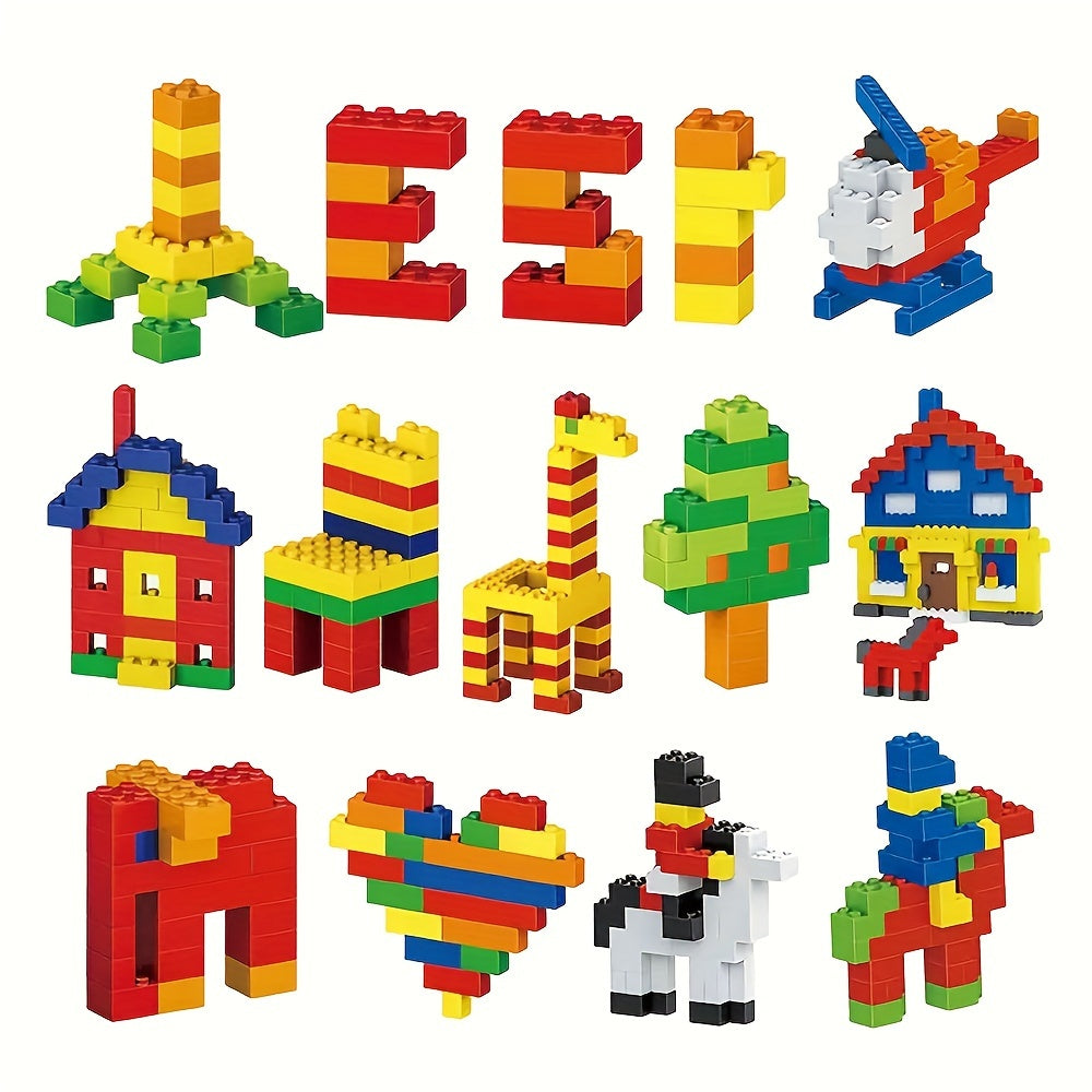 1200pcs Ensemble de blocs de construction pour enfants, briques à grains fins, formes de couleurs aléatoires, jouet éducatif, parfait pour Thanksgiving, Noël, cadeau d'anniversaire pour garçons et filles, matériau plastique durable