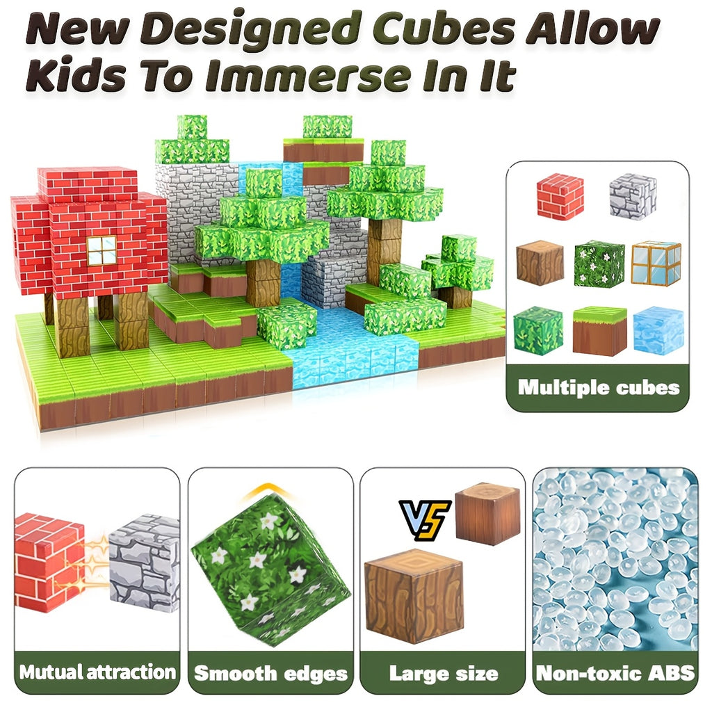 100 pièces de Blocs de Construction Magnétiques CoolNuro, Jouets Éducatifs en ABS, Jeu Sensoriel STEM, Idéal pour les 3-6 Ans, Cadeaux Créatifs pour Anniversaire, Noël