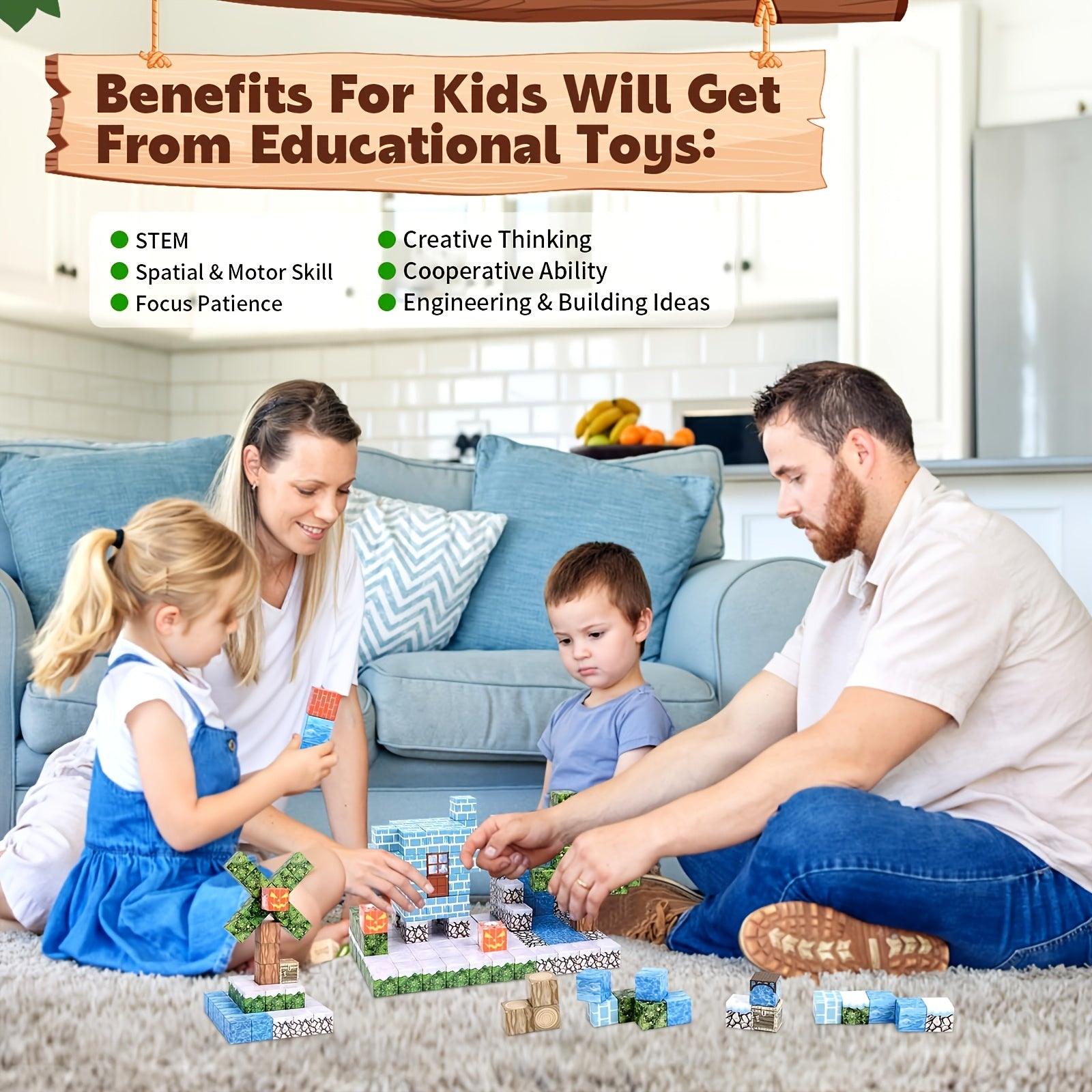 Jeu de jouets magnétiques créatifs, idéal pour construire et inventer, cadeau parfait pour Noël ou Halloween pour enfants - Comprend 100 blocs de construction magnétiques