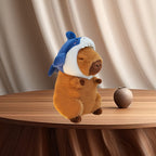 Adorable Coussin Peluche Capybara Requin - Poupée Sirène Douce et Mignonne avec Chapeau de Requin Bleu, Corps Marron & Oreilles Blanches, Cadeau Parfait pour Couples ou Anniversaires, Décoration de Canapé & Pièce, Accessoires Sirène, Design Fantaisiste