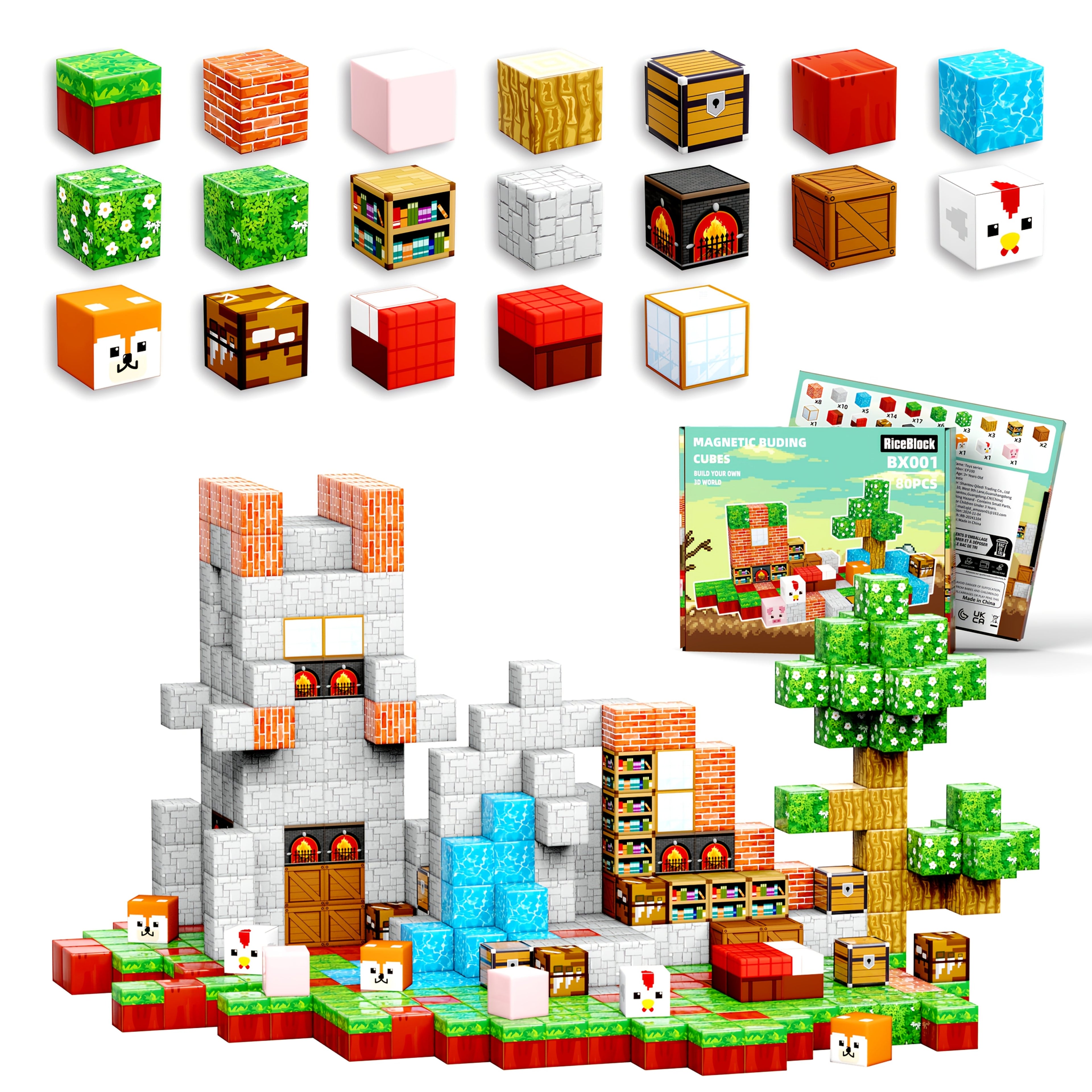 Le Jeu de Blocs de Construction Magnétiques est un Ensemble Soigneusement Conçu de Tuiles Architecturales, Parfait comme Jouet pour Garçons et Filles de 3 à 10 Ans. Aidez les Enfants à Apprendre tout en S'amusant