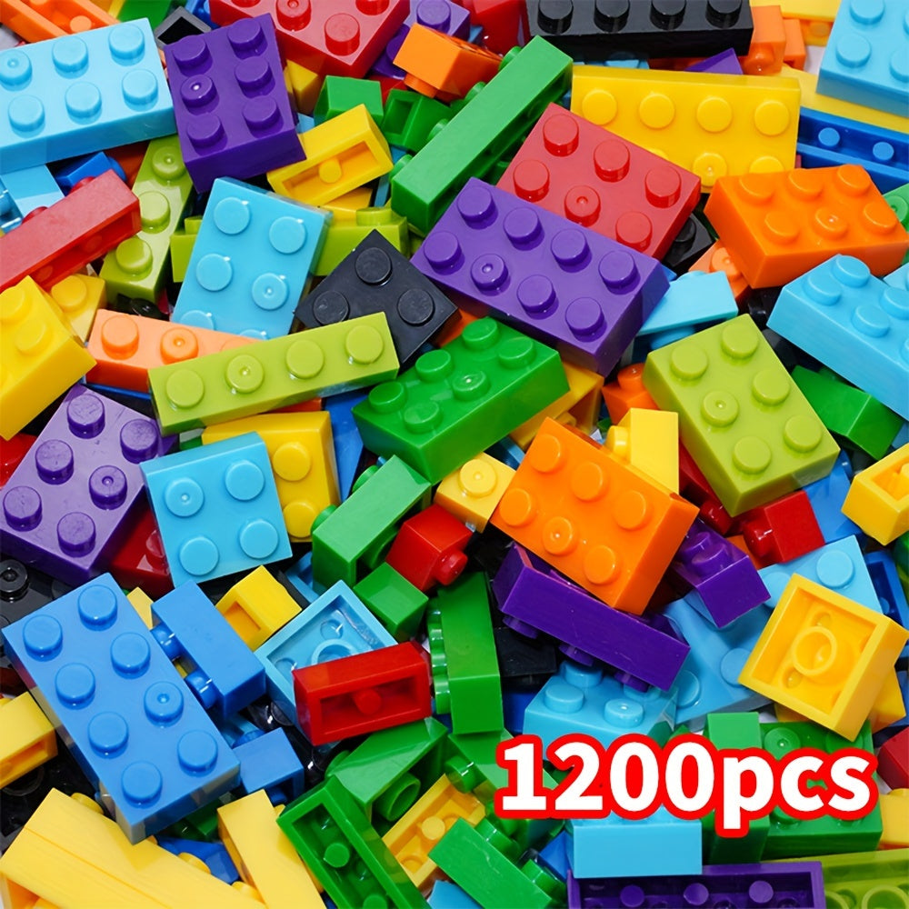 1200pcs Ensemble de blocs de construction pour enfants, briques à grains fins, formes de couleurs aléatoires, jouet éducatif, parfait pour Thanksgiving, Noël, cadeau d'anniversaire pour garçons et filles, matériau plastique durable