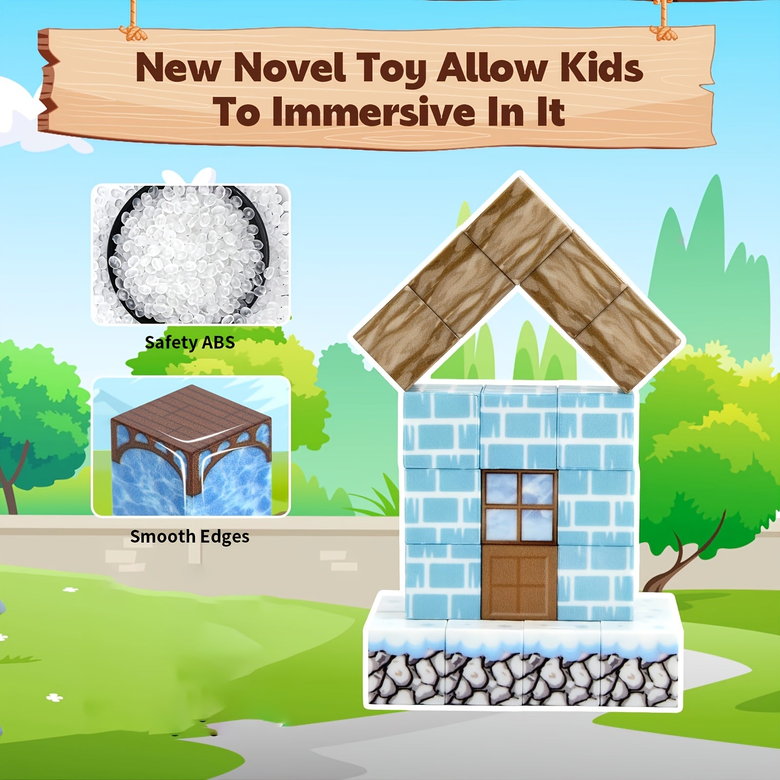 Jeu de jouets magnétiques créatifs, idéal pour construire et inventer, cadeau parfait pour Noël ou Halloween pour enfants - Comprend 100 blocs de construction magnétiques
