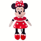 1pc Oreiller de Mickey et Minnie Mouse - Grand, doux peluche en polyester avec robes rouges et chaussures jaunes, idéal pour les mariages, les anniversaires, les cadeaux de Noël, les décorations de fête | Design ludique | Texture douce