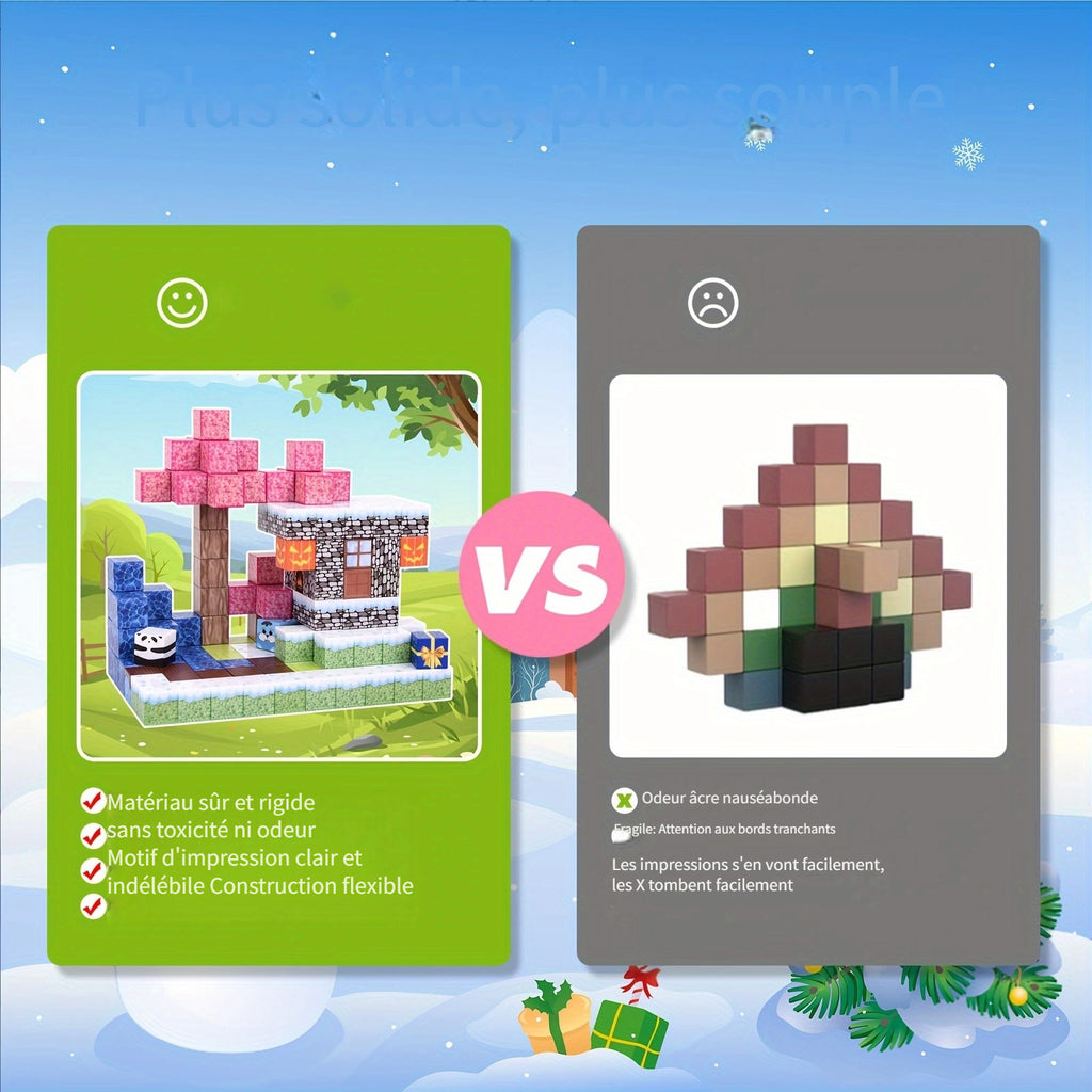 cadeaux pour la Journée Internationale de l'Enfance, 100pcs Blocs Magnétiques - Jouets Créatifs Magnétiques, Ensemble de Jouets à Aimants, Jouets Architecturaux Cubiques Cadeau de Noël Halloween