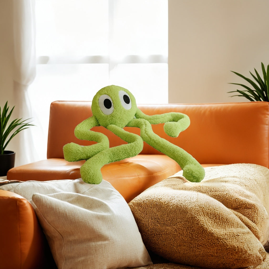 Adorable Coussin Peluche de Pieuvre à Longues Pattes Vert – Jouet Animal en Peluche Mignon avec Grands Yeux, Parfait pour la Fête des Mères, Anniversaires, Pâques & Cadeaux de Vacances, Décoration Confortable pour la Maison, Décor de Salle de Bain Octopus