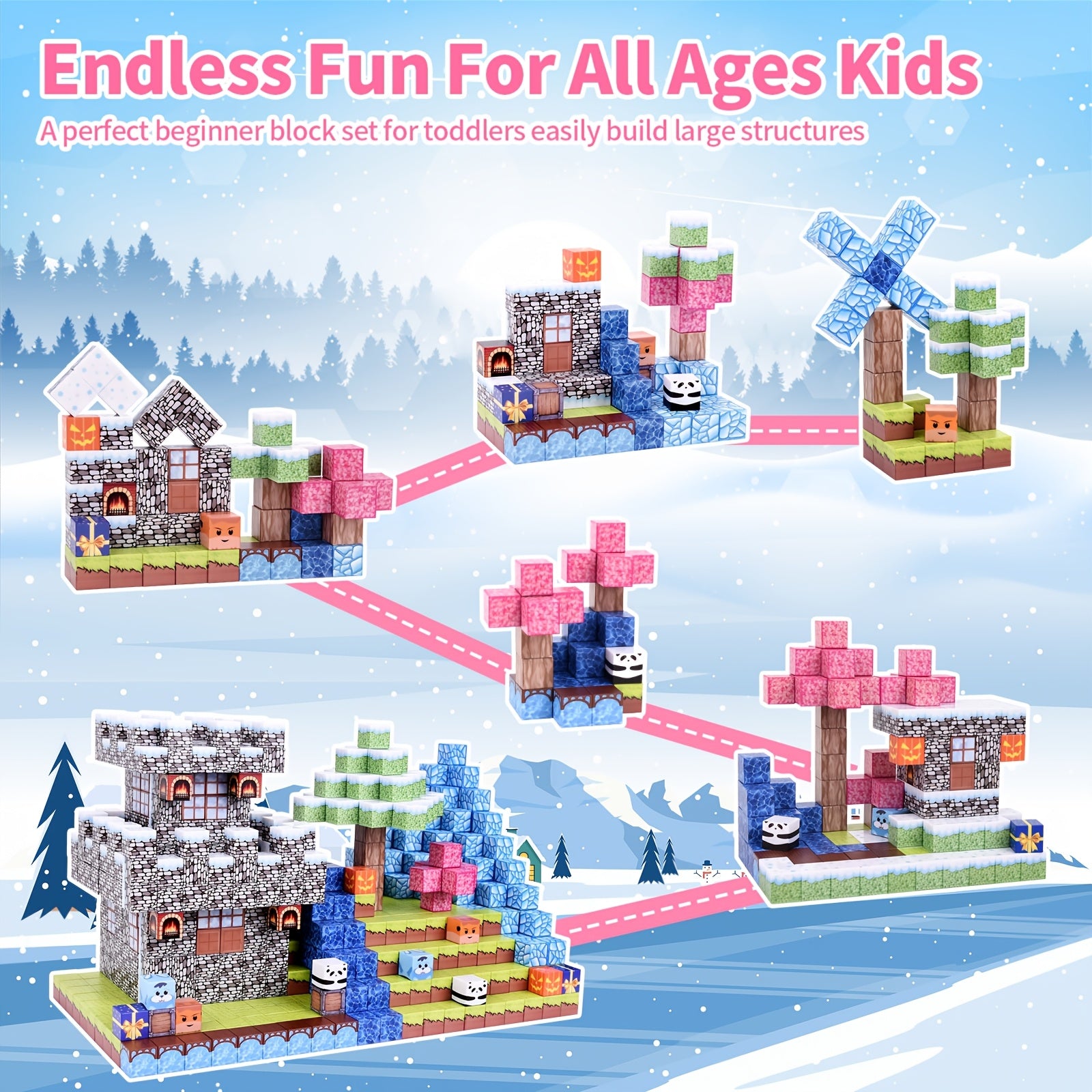 cadeaux pour la Journée Internationale de l'Enfance, 100pcs Blocs Magnétiques - Jouets Créatifs Magnétiques, Ensemble de Jouets à Aimants, Jouets Architecturaux Cubiques Cadeau de Noël Halloween