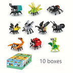 Un ensemble de 10 blocs de construction d'insectes, avec des modèles d'animaux comme des abeilles, des coccinelles, des lucioles, des libellules, des araignées et des scorpions, est un cadeau parfait pour les jeunes.