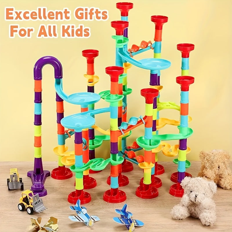Jeu de construction de parcours de marbre MAYAPHILOS 144pièces, jeu éducatif de blocs de construction pour enfants, filles et garçons, cadeau de Noël et d'anniversaire, résine ABS, couleurs assorties, amusement ludique