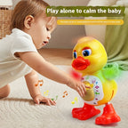 Canard dansant interactif avec musique, lumières dynamiques et effets de clignement des yeux, jouet éducatif en plastique durable pour enfants de 0 à 3 ans, piles non incluses