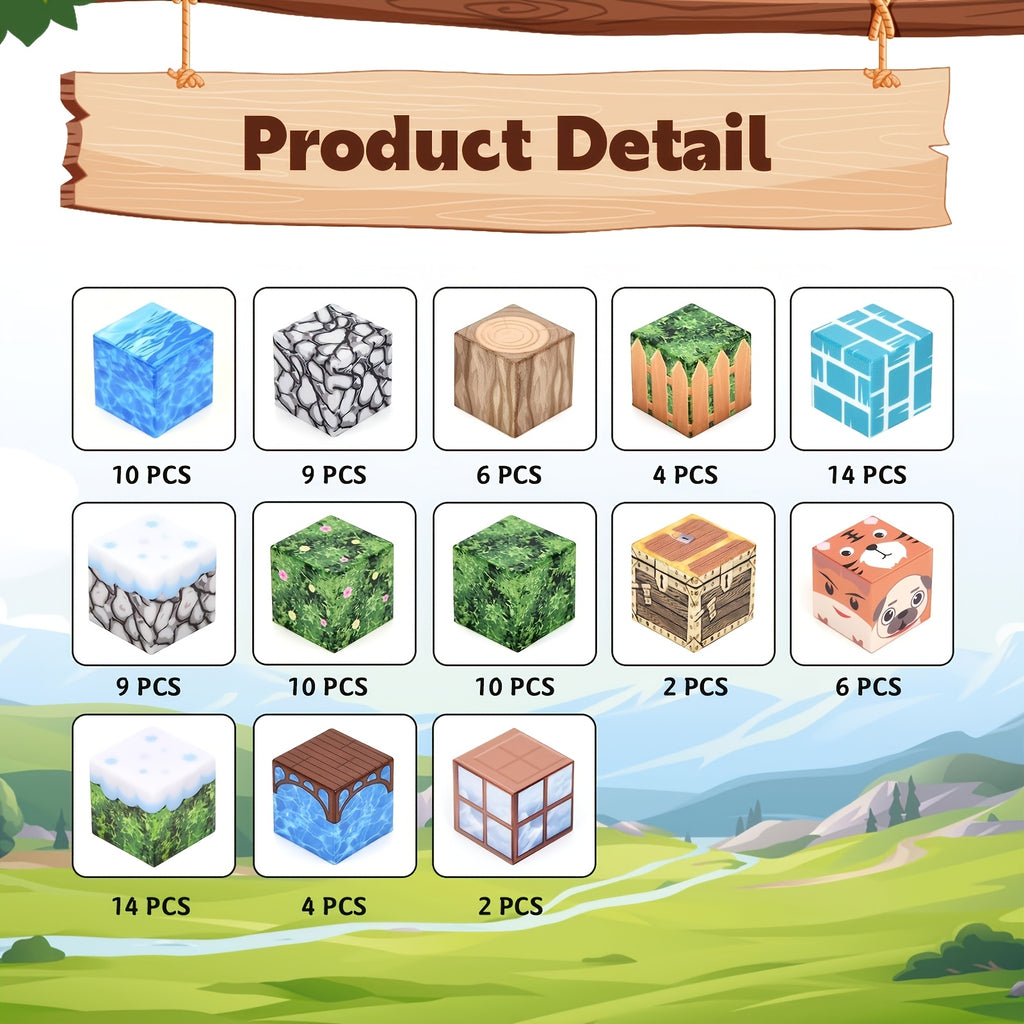 Jeu de jouets magnétiques créatifs, idéal pour construire et inventer, cadeau parfait pour Noël ou Halloween pour enfants - Comprend 100 blocs de construction magnétiques