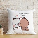 1pc Housse de coussin adorable de couple de dessin animé - Design de panda mignon avec le texte \