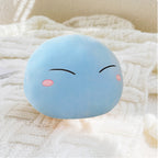 Oreiller en Peluche Visage Joyeux de Slime Bleu Doux - Jouet Anti-Stress Mignon avec Yeux Fermés et Design Audacieux, Cadeau d'Anniversaire ou de Noël Parfait pour Adultes, Oreillers Mignons
