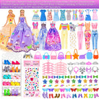91 pièces de mode pour poupée de 11.5 pouces avec accessoires et placard, robes de princesse, robes à la mode, tenues, maillots de bain, chaussures, cintres, jouets d'habillage de poupée pour filles enfants tout-petits cadeaux de jouets