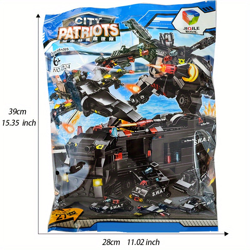 Blocs de construction Véhicule de police Swat, Blocs de voiture robot, Jouets éducatifs, Cadeaux d'anniversaire halloween, cadeau de noël