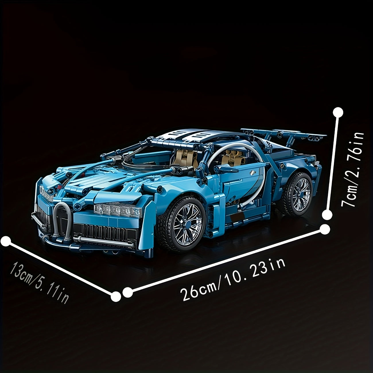 Plus de 1650 blocs de construction pour voiture sportive bleue, modèle de course haute difficulté, idéal pour la décoration du salon ou salle à manger, cadeau d'anniversaire parfait