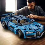 Plus de 1650 blocs de construction pour voiture sportive bleue, modèle de course haute difficulté, idéal pour la décoration du salon ou salle à manger, cadeau d'anniversaire parfait