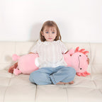 Pilou de corps en peluche long et mignon de 36 pouces pour axolotl rose - Grand jouet en peluche squishy, cadeau doux et câlin pour les jeunes et les amies le jour de leur anniversaire, le jour de l'amitié ou les occasions spéciales