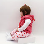 Poupée Reborn en Vinyle Souple de 19 Pouces\u002F 48cm, Jolie Bébé Fille avec Perruque et Vêtements Roses, Cadeau pour Halloween\u002F Thanksgiving\u002F Noël